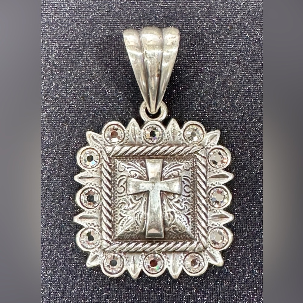 Silver cross/ western pendant